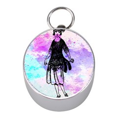 Vintage Girl Abstract Watercolor Mini Silver Compasses by snowwhitegirl