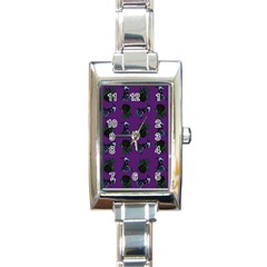 Gothic Girl Rose Purple Pattern Rectangle Italian Charm Watch by snowwhitegirl