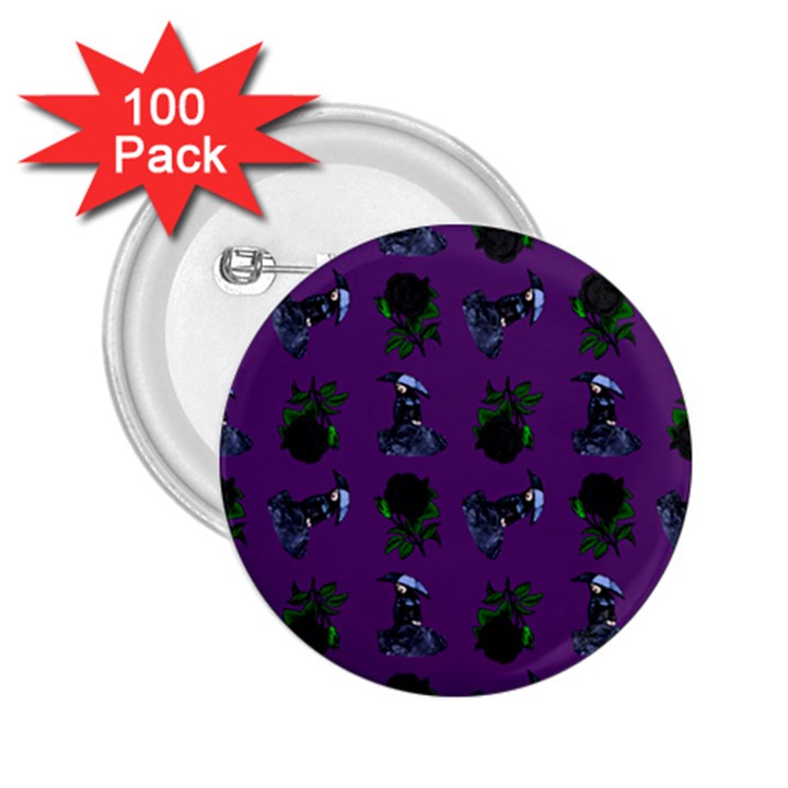 Gothic Girl Rose Purple Pattern 2.25  Buttons (100 pack) 