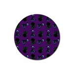 Gothic Girl Rose Purple Pattern Rubber Round Coaster (4 pack)  Front