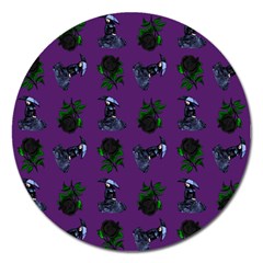 Gothic Girl Rose Purple Pattern Magnet 5  (round) by snowwhitegirl