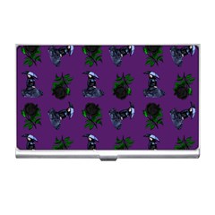 Gothic Girl Rose Purple Pattern Business Card Holder by snowwhitegirl