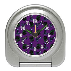 Gothic Girl Rose Purple Pattern Travel Alarm Clock by snowwhitegirl