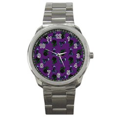 Gothic Girl Rose Purple Pattern Sport Metal Watch by snowwhitegirl