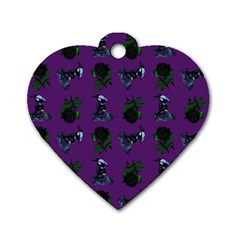 Gothic Girl Rose Purple Pattern Dog Tag Heart (two Sides) by snowwhitegirl