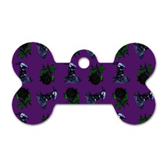 Gothic Girl Rose Purple Pattern Dog Tag Bone (one Side) by snowwhitegirl