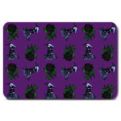 Gothic Girl Rose Purple Pattern Large Doormat  by snowwhitegirl