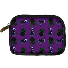 Gothic Girl Rose Purple Pattern Digital Camera Leather Case by snowwhitegirl