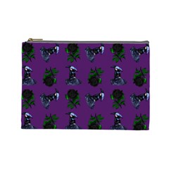 Gothic Girl Rose Purple Pattern Cosmetic Bag (large) by snowwhitegirl