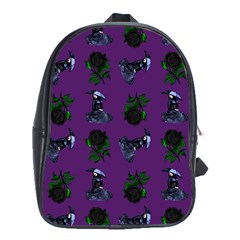 Gothic Girl Rose Purple Pattern School Bag (xl) by snowwhitegirl