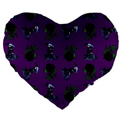 Gothic Girl Rose Purple Pattern Large 19  Premium Heart Shape Cushions by snowwhitegirl