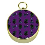 Gothic Girl Rose Purple Pattern Gold Compasses Front