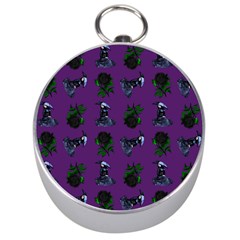 Gothic Girl Rose Purple Pattern Silver Compasses by snowwhitegirl