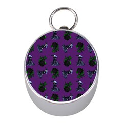 Gothic Girl Rose Purple Pattern Mini Silver Compasses by snowwhitegirl