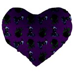 Gothic Girl Rose Purple Pattern Large 19  Premium Flano Heart Shape Cushions Back