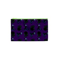 Gothic Girl Rose Purple Pattern Cosmetic Bag (xs) by snowwhitegirl