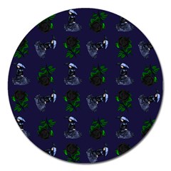 Gothic Girl Rose Blue Pattern Magnet 5  (round) by snowwhitegirl