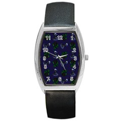 Gothic Girl Rose Blue Pattern Barrel Style Metal Watch by snowwhitegirl