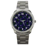 Gothic Girl Rose Blue Pattern Sport Metal Watch Front