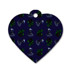 Gothic Girl Rose Blue Pattern Dog Tag Heart (two Sides) by snowwhitegirl