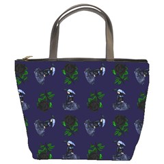 Gothic Girl Rose Blue Pattern Bucket Bag