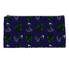 Gothic Girl Rose Blue Pattern Pencil Cases by snowwhitegirl