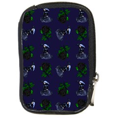 Gothic Girl Rose Blue Pattern Compact Camera Leather Case by snowwhitegirl