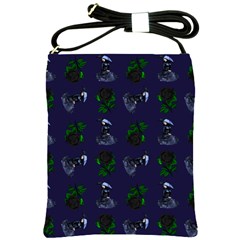 Gothic Girl Rose Blue Pattern Shoulder Sling Bag by snowwhitegirl