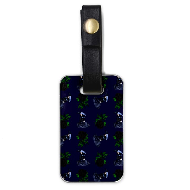 Gothic Girl Rose Blue Pattern Luggage Tags (One Side) 