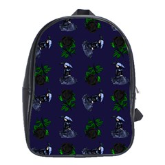 Gothic Girl Rose Blue Pattern School Bag (xl) by snowwhitegirl