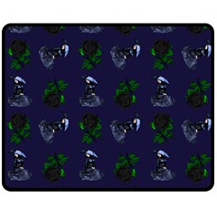 Gothic Girl Rose Blue Pattern Double Sided Fleece Blanket (medium)  by snowwhitegirl