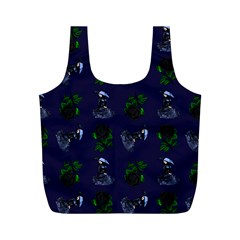 Gothic Girl Rose Blue Pattern Full Print Recycle Bag (m) by snowwhitegirl