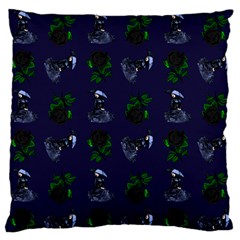 Gothic Girl Rose Blue Pattern Large Flano Cushion Case (two Sides) by snowwhitegirl