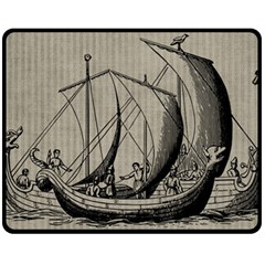 Vintage Ship Double Sided Fleece Blanket (medium)  by snowwhitegirl