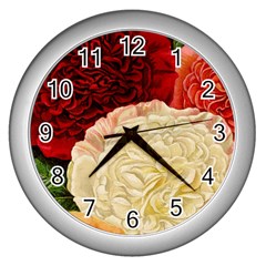 Vintage Carnation Flowers Wall Clock (silver) by snowwhitegirl