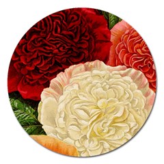 Vintage Carnation Flowers Magnet 5  (round) by snowwhitegirl