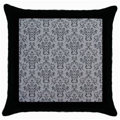 Victorian Paisley Grey Throw Pillow Case (black) by snowwhitegirl