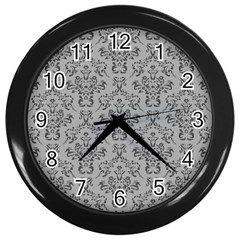 Victorian Paisley Grey Wall Clock (black) by snowwhitegirl