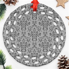 Victorian Paisley Grey Round Filigree Ornament (two Sides) by snowwhitegirl