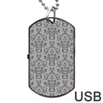 Victorian Paisley Grey Dog Tag USB Flash (Two Sides) Front