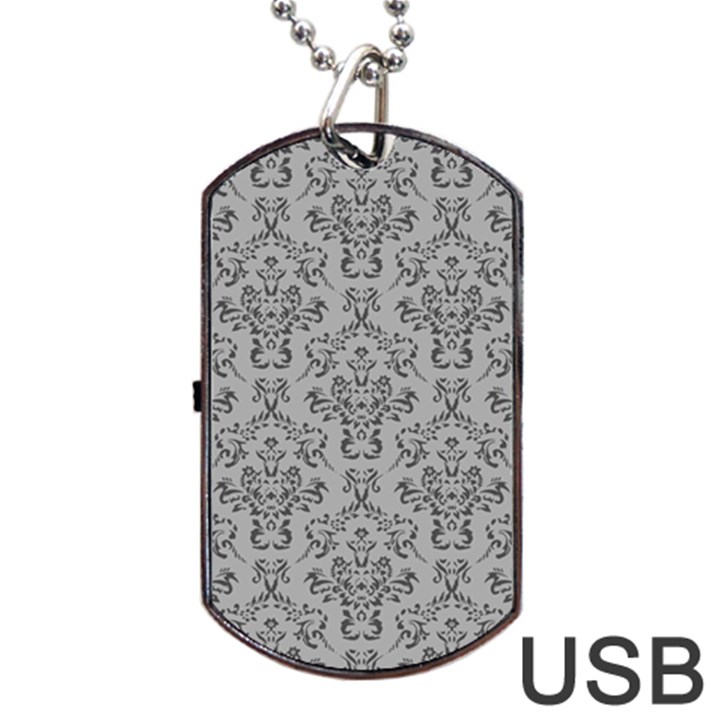 Victorian Paisley Grey Dog Tag USB Flash (Two Sides)