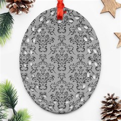 Victorian Paisley Grey Oval Filigree Ornament (two Sides) by snowwhitegirl