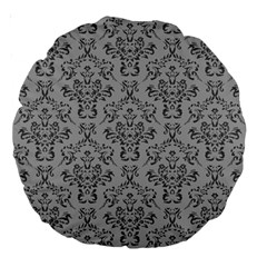 Victorian Paisley Grey Large 18  Premium Round Cushions by snowwhitegirl