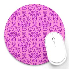 Victorian Paisley Pink Round Mousepads by snowwhitegirl