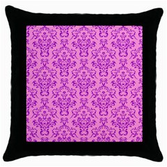 Victorian Paisley Pink Throw Pillow Case (black) by snowwhitegirl