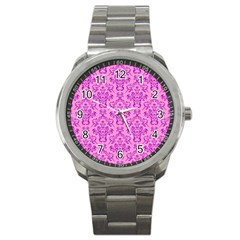 Victorian Paisley Pink Sport Metal Watch by snowwhitegirl