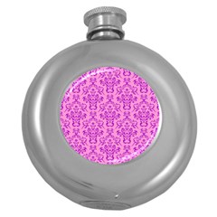 Victorian Paisley Pink Round Hip Flask (5 Oz) by snowwhitegirl