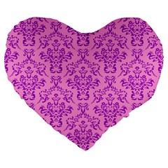 Victorian Paisley Pink Large 19  Premium Heart Shape Cushions by snowwhitegirl