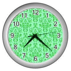 Victorian Paisley Green Wall Clock (silver) by snowwhitegirl