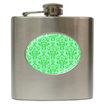 Victorian Paisley Green Hip Flask (6 oz) Front